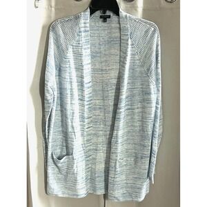 Talbots Womens Cardigan Medium Western Linen Blend Long Line Pockets Work 17118x